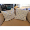 PAIR of Custom Off-White Seashells on Blue Square Pillows
