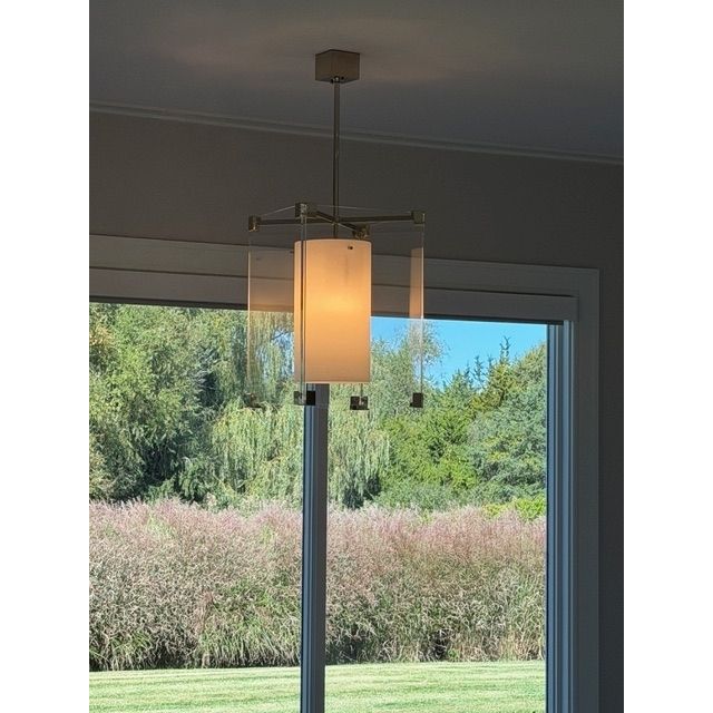 Achilles Nickel & Glass Cube Pendant Light by Hudson Valley