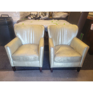 PAIR of Gold Fabric Nailhead Arm Chairs by Lee Industries (AS IS)