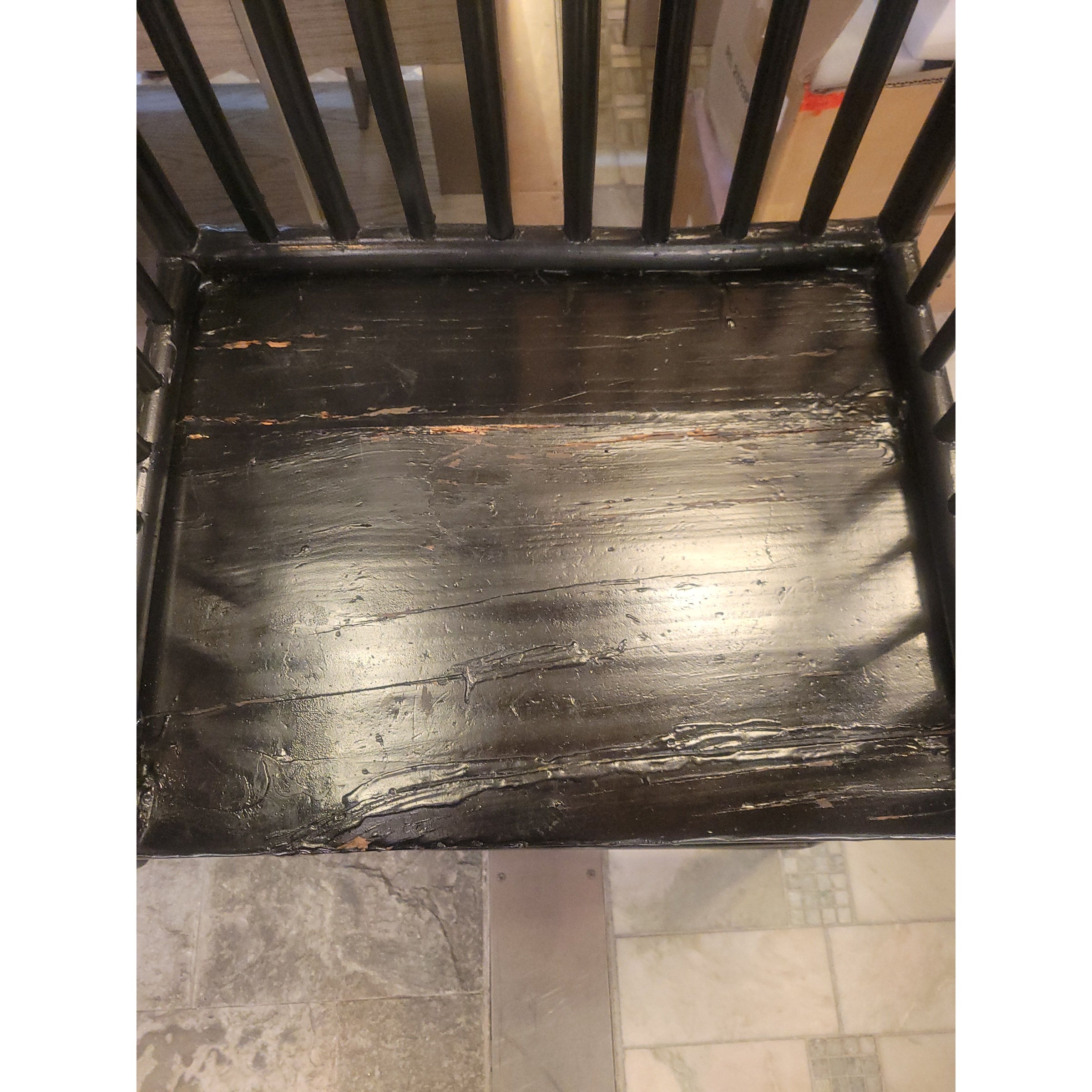 PAIR of Antique Chinese Ebonized Bamboo Stickback Chairs (As Is)