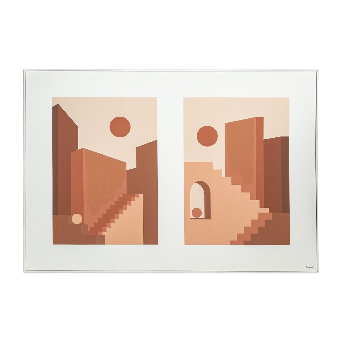 "Terracotta Architecture" Digital Modern Art Print on Canvas