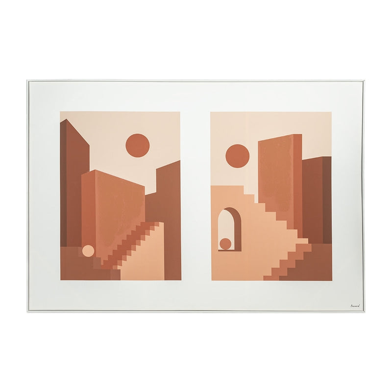 "Terracotta Architecture" Digital Modern Art Print on Canvas