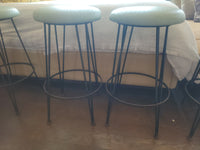 SET of 6 MCM Mint Green Ostrich Leather & Iron Hairpin Counter Stools
