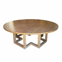 Custom English Round Oak Dining Table by Thorp