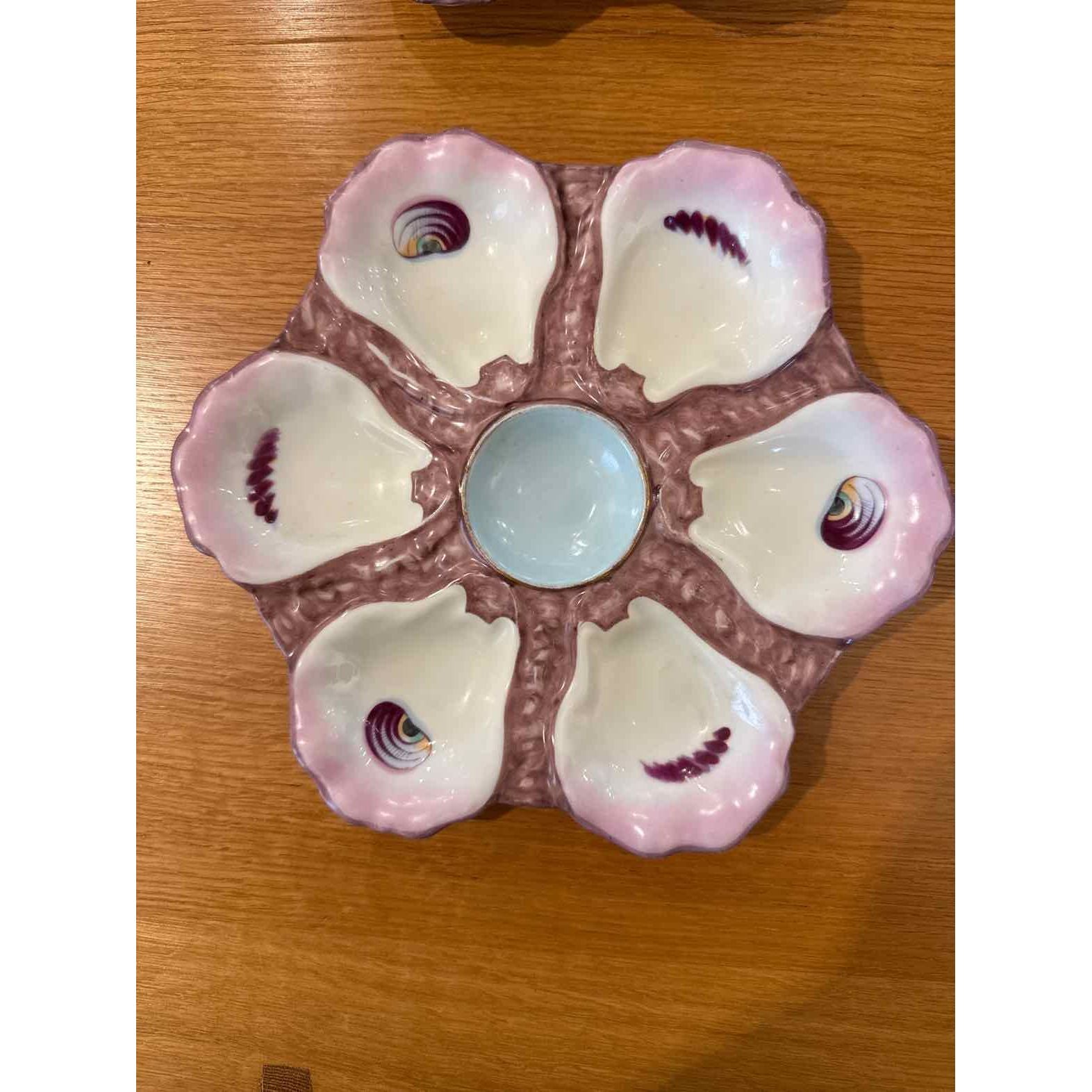 Antique Limoges Oyster Plate, 9" Dia x 1" H