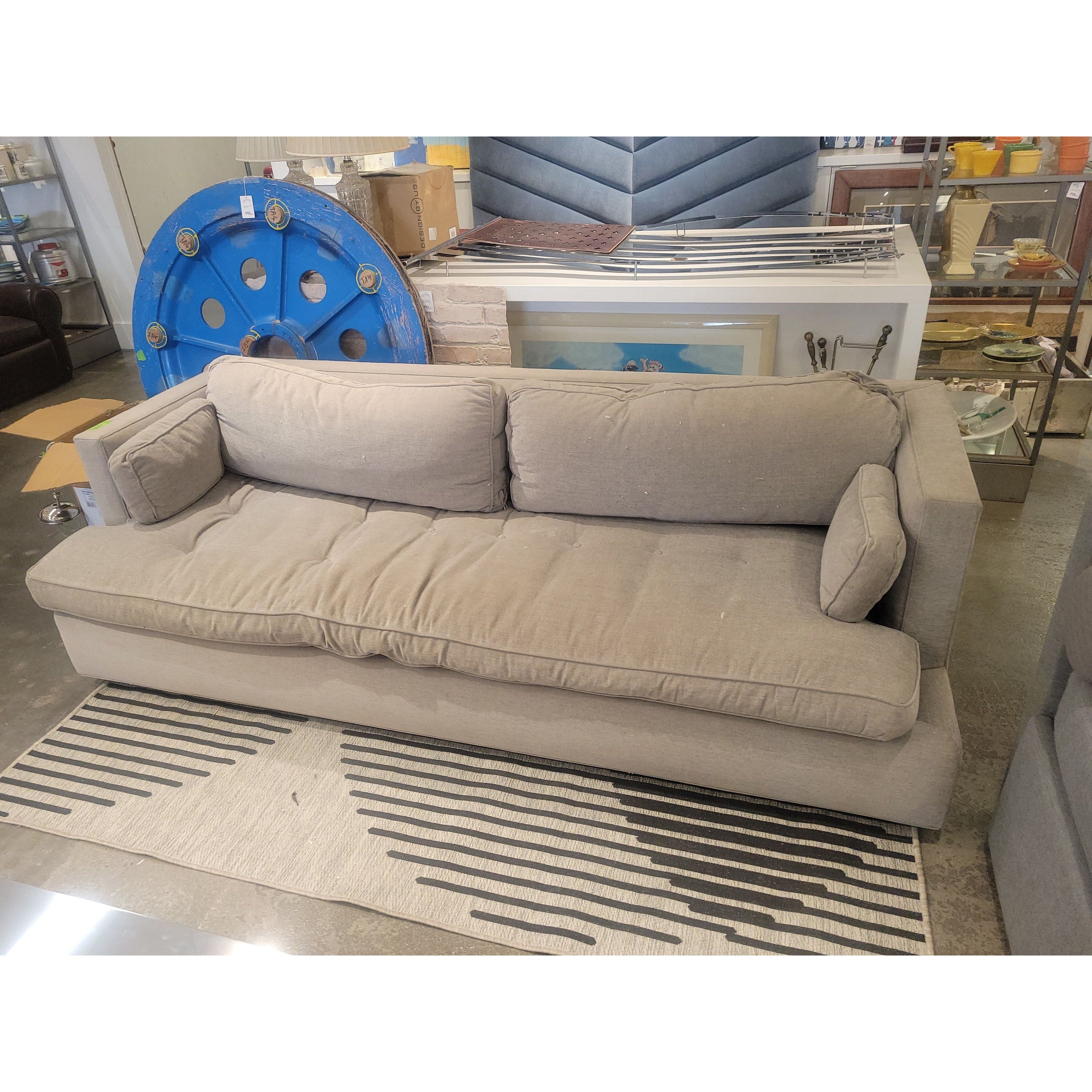 Central Park Gray Upholstered Sofa on Wood Base by Duralee - AS IS