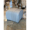 Grey Leather Pleated  Ottoman