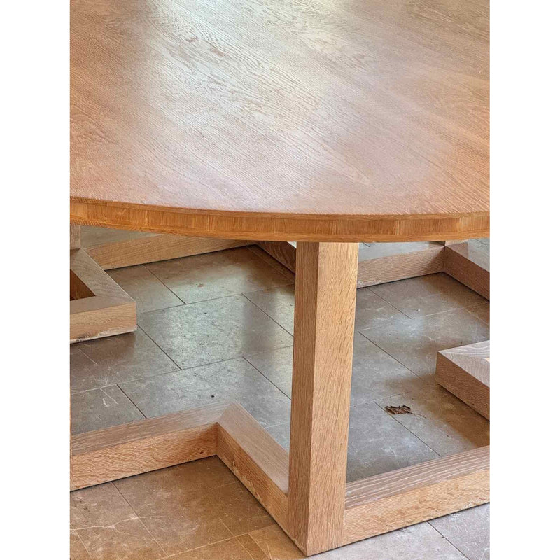 Custom English Round Oak Dining Table by Thorp