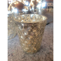 Set of 5 Large Hexagonal Mercury Glass Candle Holders