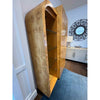 1970s 3-Pc Burlwood Bar Cabinet w/ Lighting & Glass Shelves - AS IS