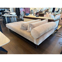 Custom "ELANA" Walnut Armless Chaise by Bright Chair Co. 79"W x 41"D x 16.5"H - colletteconsignment.com