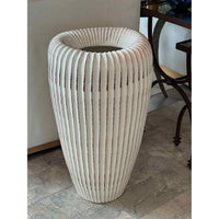 Tall White Ceramic Planter by Global Views - colletteconsignment.com