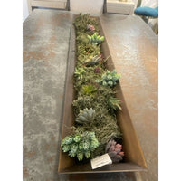 Long Brass Finished Steel Planter w/ Faux Succulents by RH