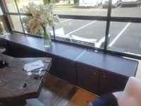 13-ft Brown Leather & Chrome Credenza by Nienkamper - AS IS
