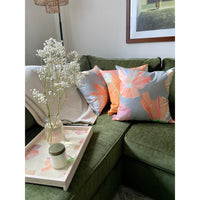 Throw Pillow: Cream Flowers on Orange - colletteconsignment.com