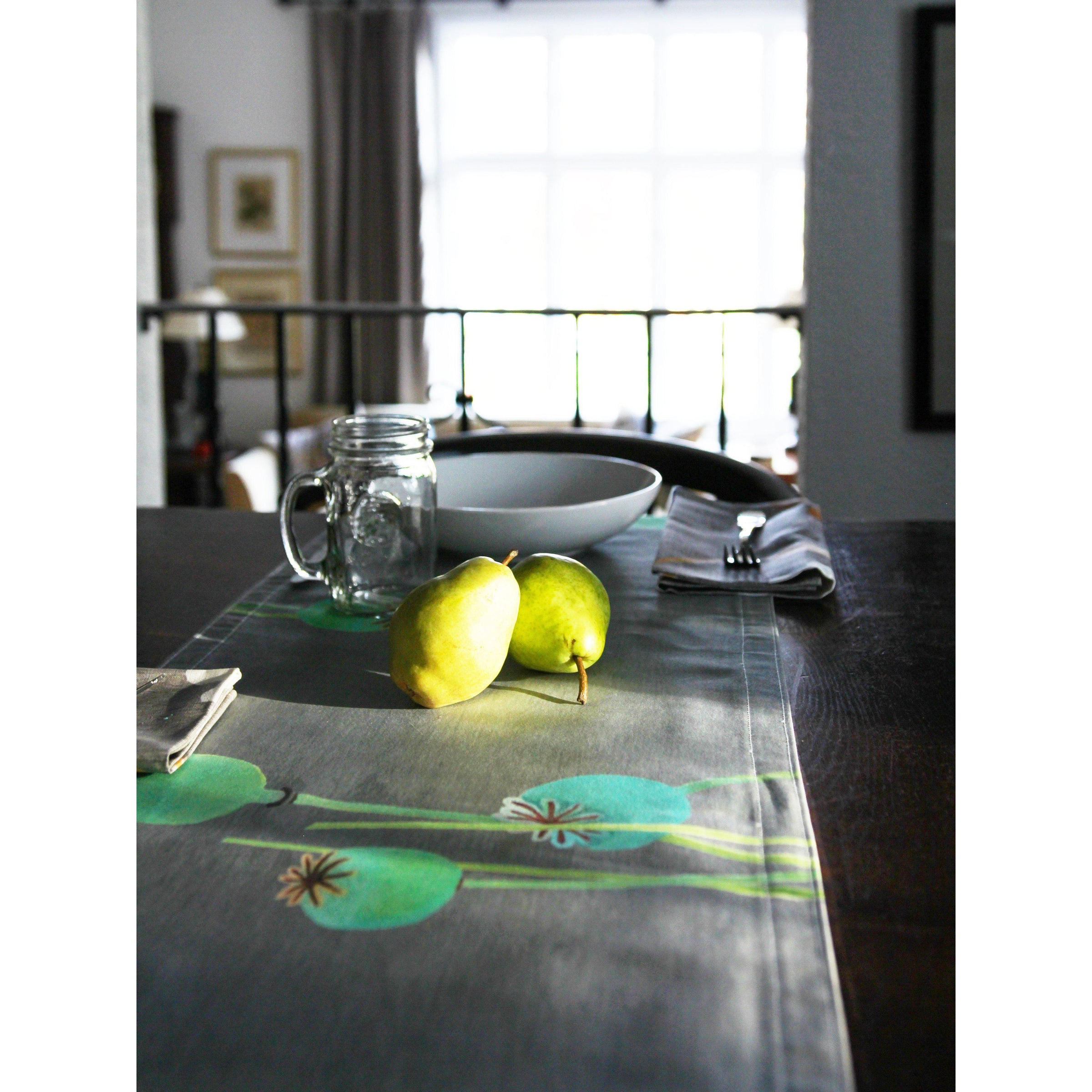 Table Runner: Poppy Pods on Grey - colletteconsignment.com