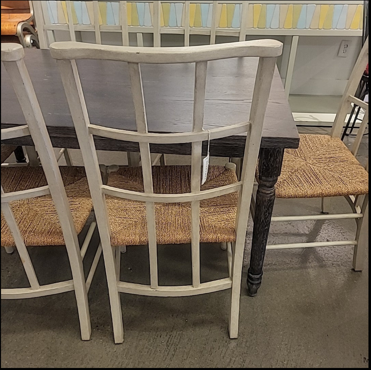 Set of White-Wash Dining Chairs w/ Rush Seat