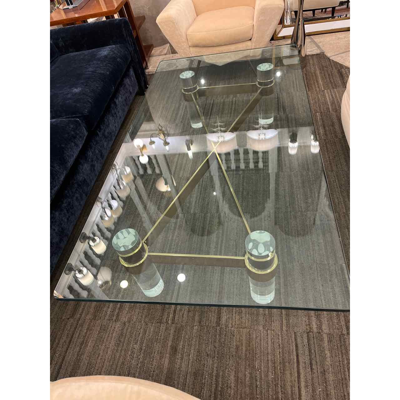 Karl Springer Glass and Brass Coffee Table