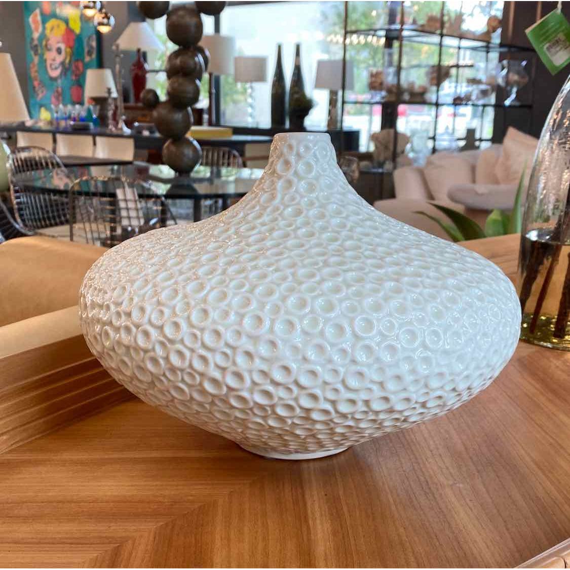 Cream Circle Textured Vase