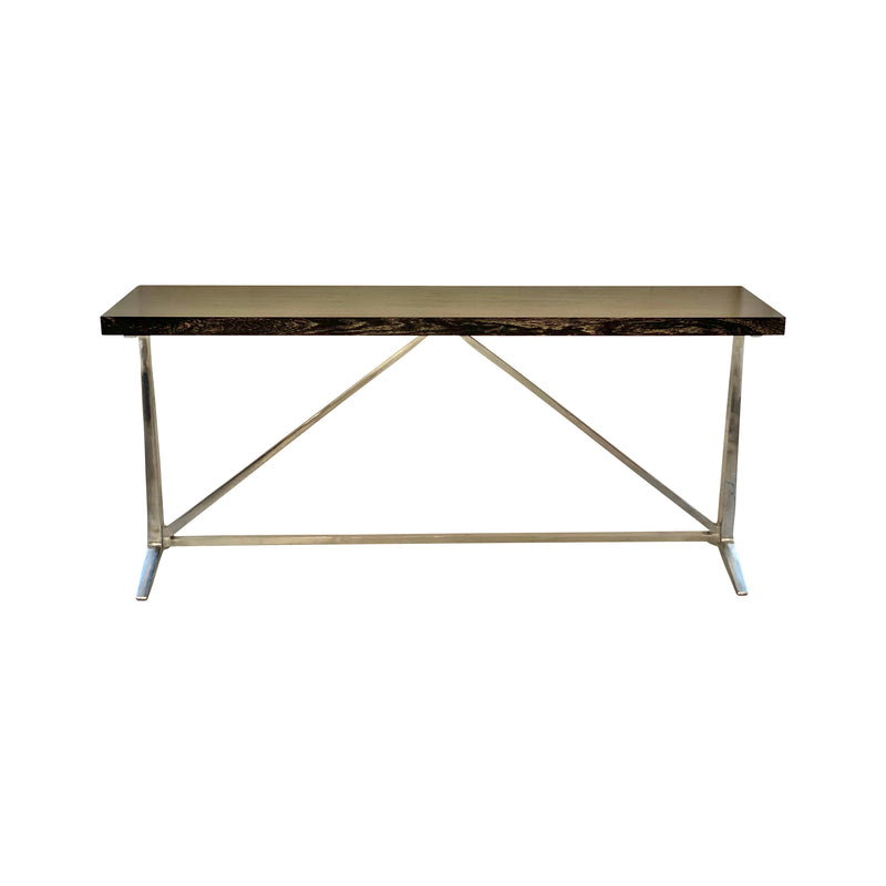 Black Console with/ Stainless Steel Base - colletteconsignment.com