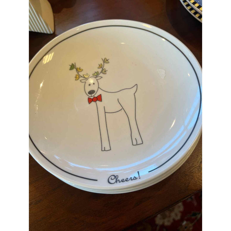 Set of 4 Reindeer Cocktail Plates