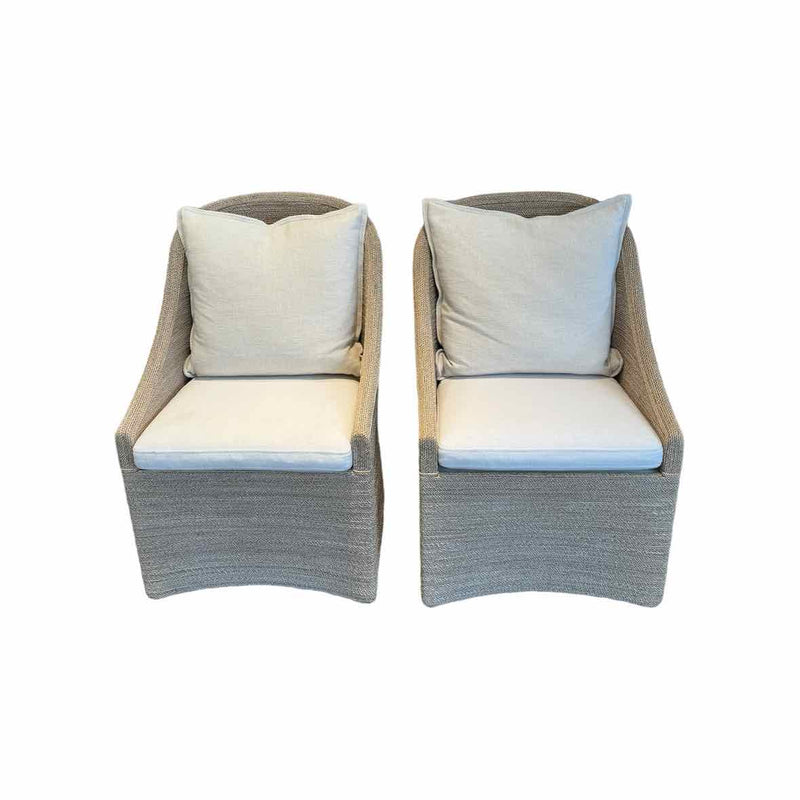 Pair of RH Marisol Seagrass Woven Base Slope Arm Chairs 22"Wx24.5"Dx34"H