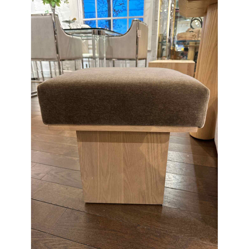 The Mulberry- Mohair Mink Ottoman w/ Driftwood Finish Base by Maiden Home 16.5"S