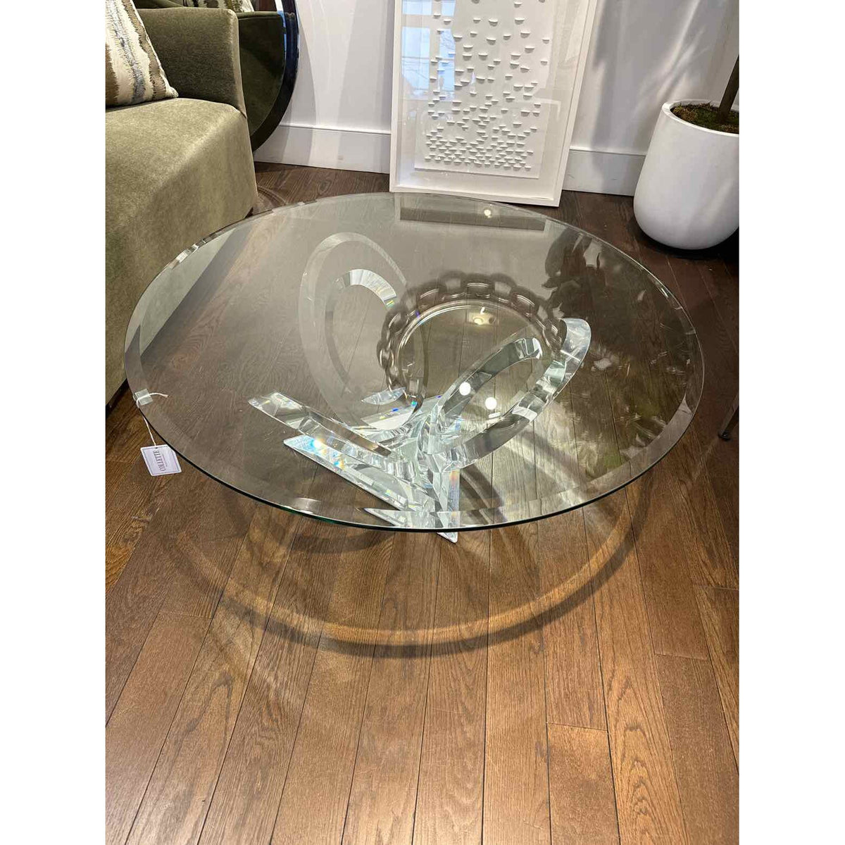 1990's Mikhail Loznikov "Eclipse of Time" Lucite & Glass Coffee Table Signed and