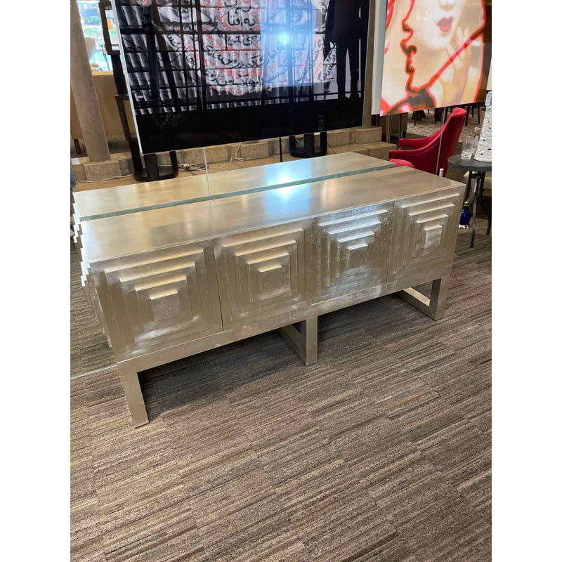 Credenza, Buffet cabinet  in Silver leaf made by GAULTIER - colletteconsignment.com