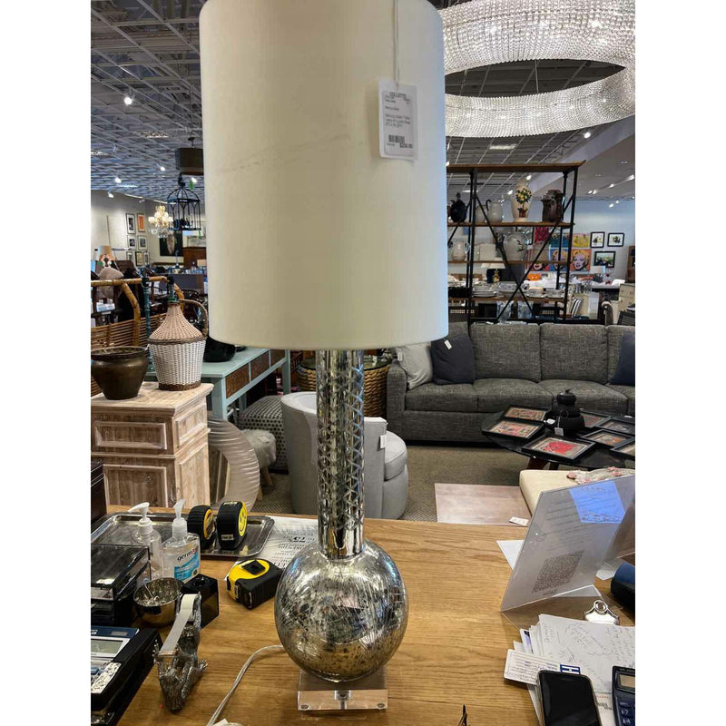 Mercury Glass Table Lamp w/ Lucite Base - colletteconsignment.com