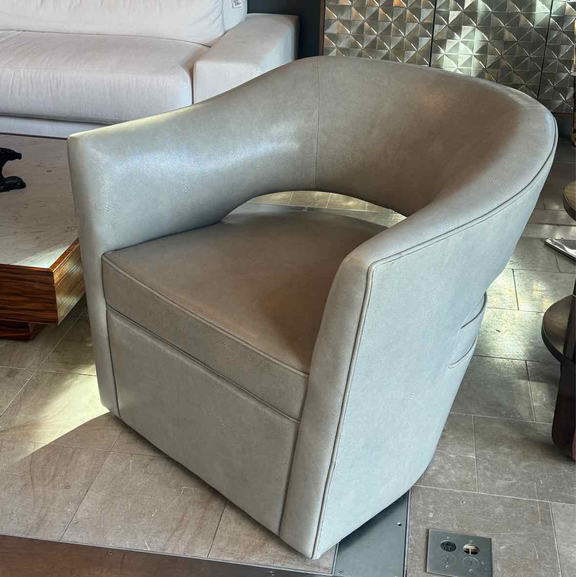 Interiors Crafts Swivel Chair 8158 in Faux Shagreen 34"Wx35"Dx31"H