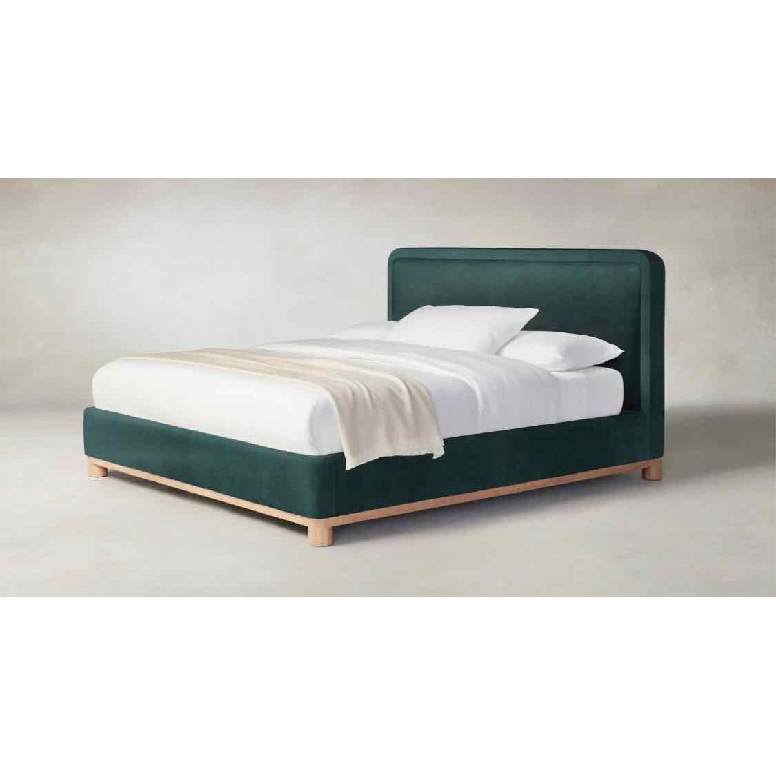 'The Kent' Queen Size Bed in Performance Velvet - Emerald by Maiden Home 47"Hx67
