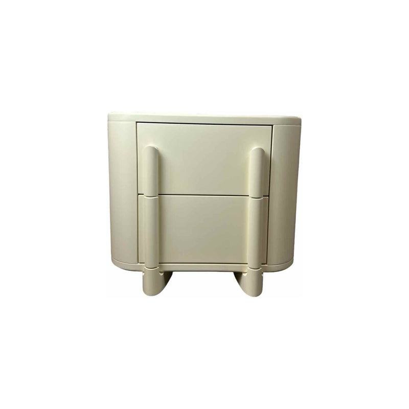 Ivory Lacquer Two-Drawer Nightstand
