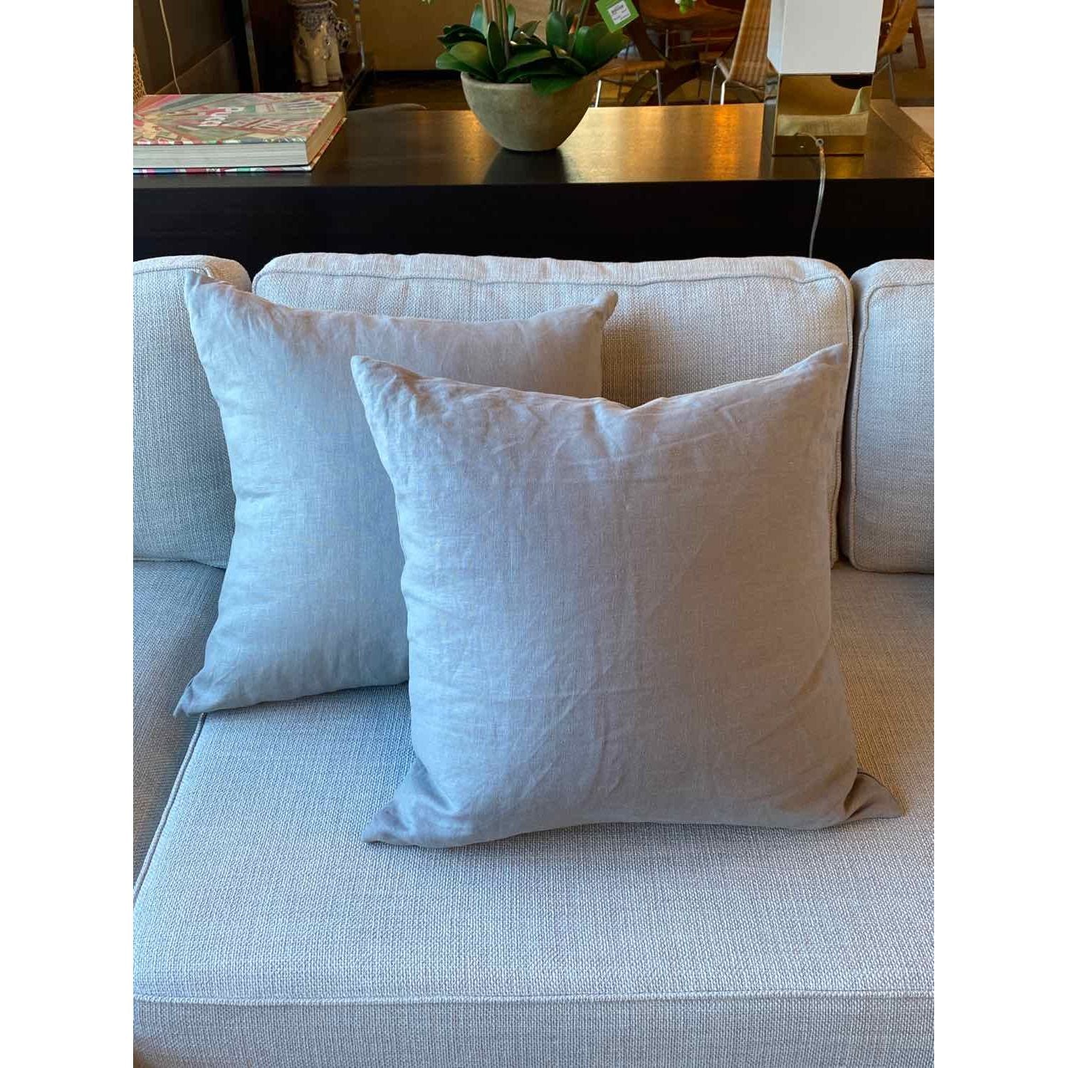 Pair of Grey Linen Pillows - colletteconsignment.com
