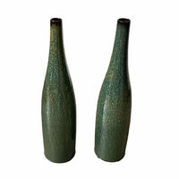 Pair of Contemporary Thai Glazed Porcelain Bottle Neck Vases - colletteconsignment.com
