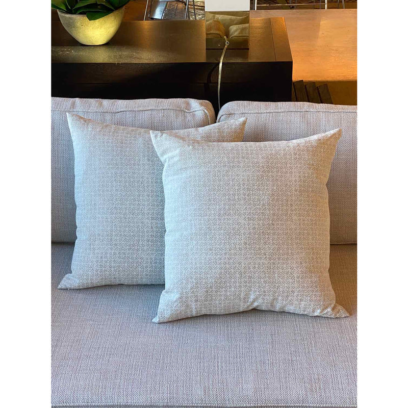 Pair of Custom Biege & White Linen Pillows