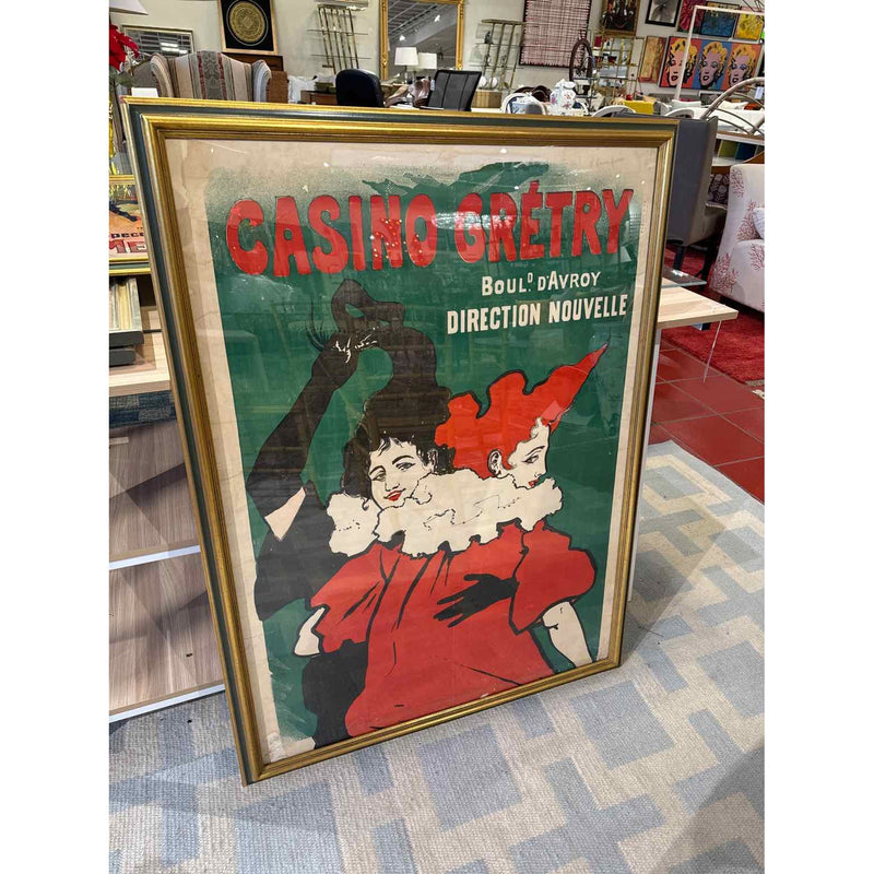 Casino Gretry Vintage French Poster in Green / Red / Black