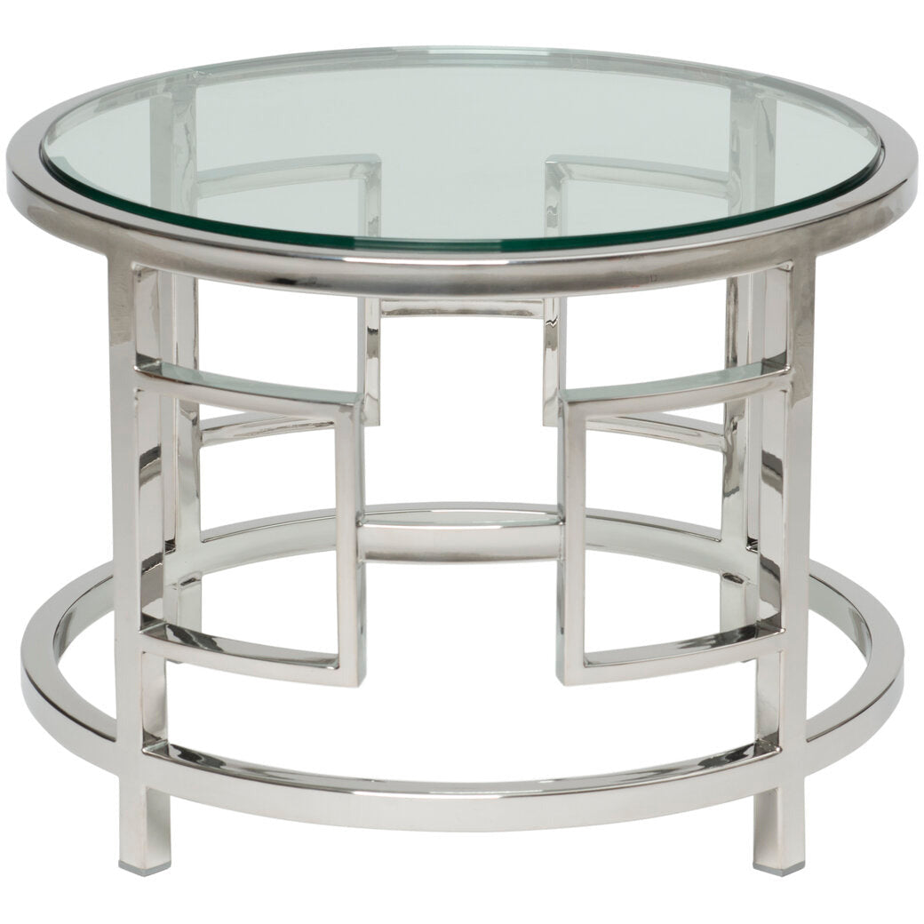 John Lyle Harness Stainless Steel and Glass Table - colletteconsignment.com