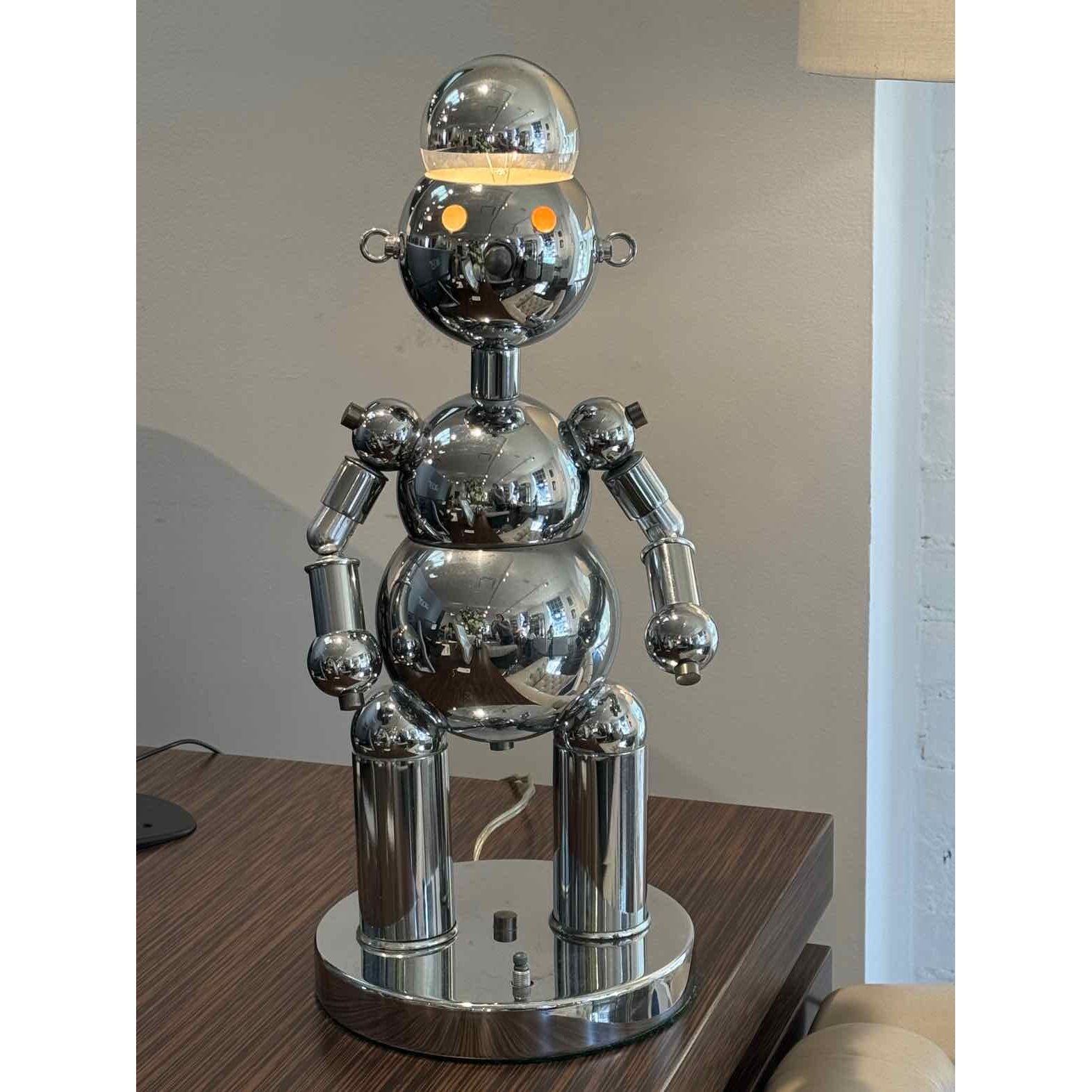 Italian MCM 1970's Chrome "Mr. Robota" Lamp by Torino Lamps