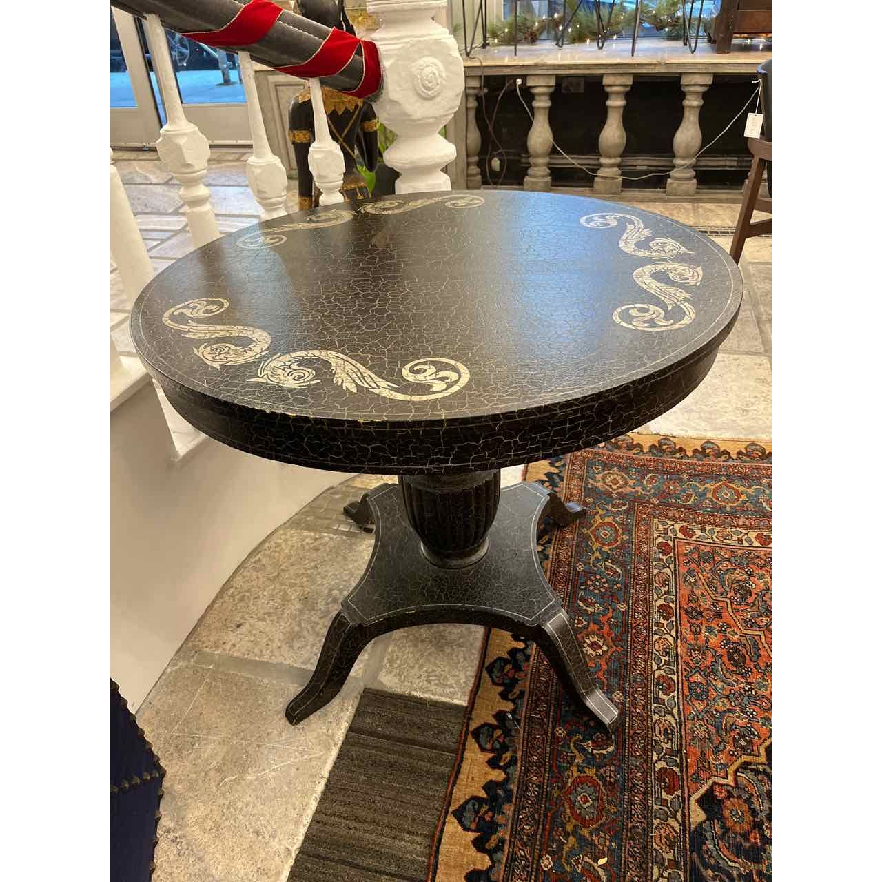Side Table Stained Black w/Dolphin Design