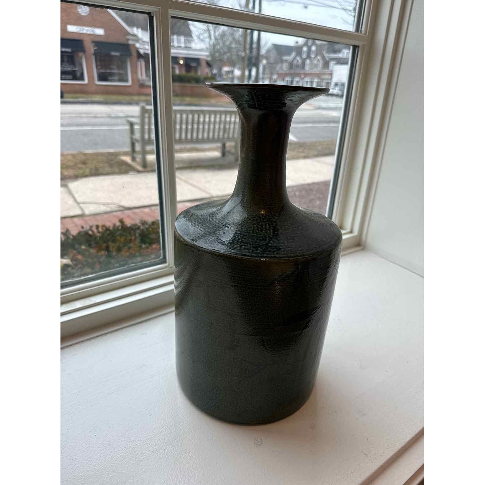 Ceramic Teal Vase 8"Diam x 15"H