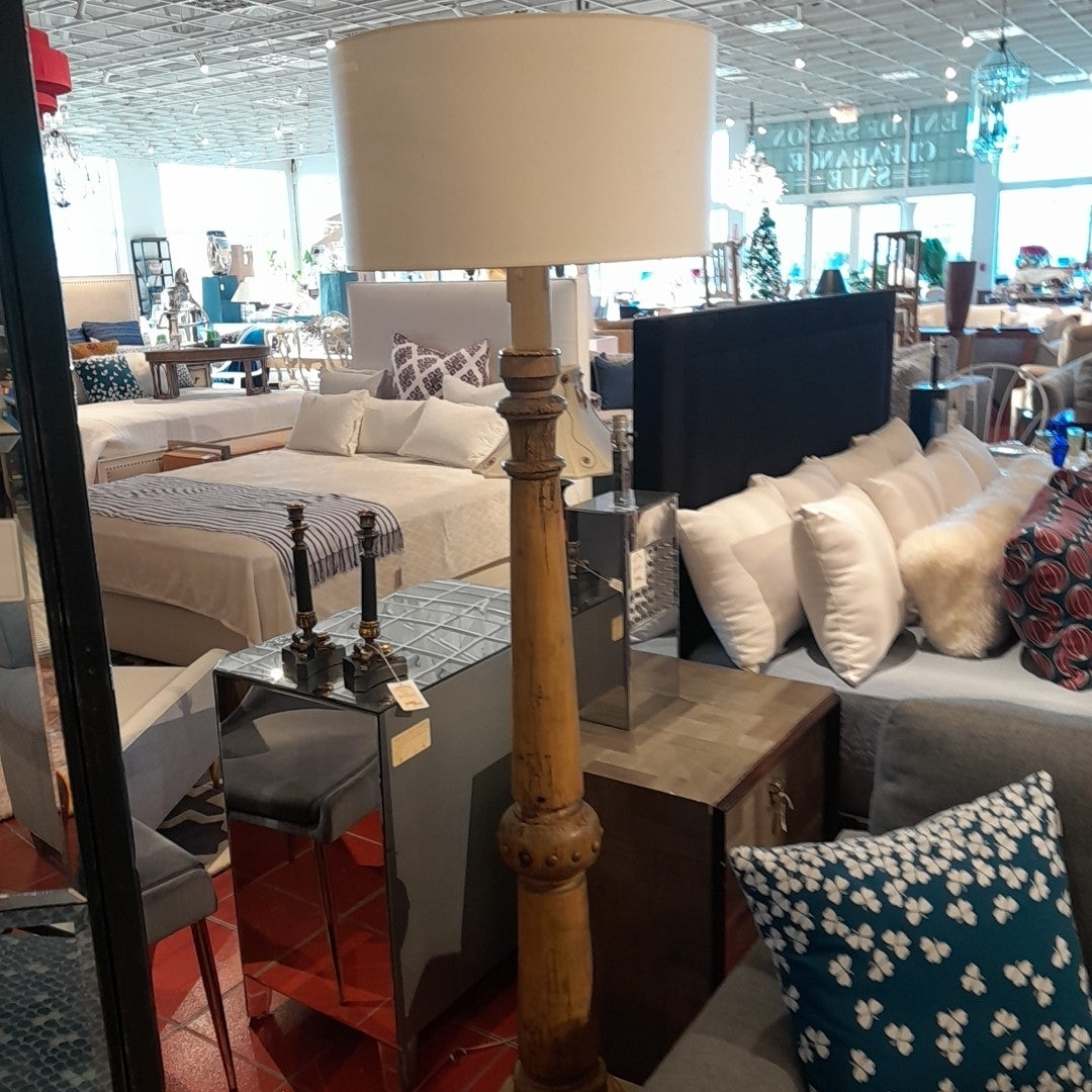 Wood Base Dripping Candle Floor Lamp