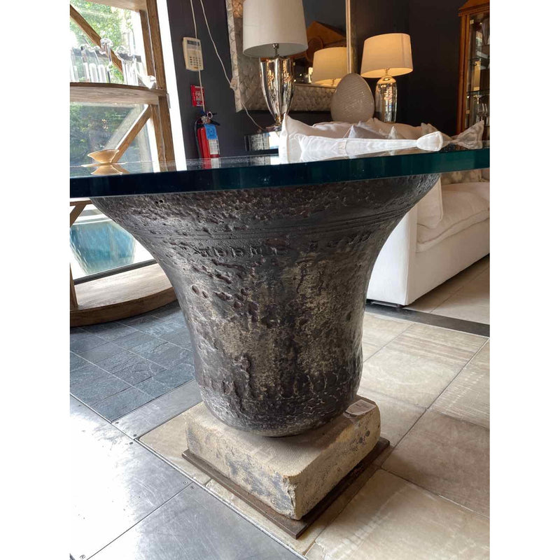 Custom Made Round Pedestal Table w/ Antique Bell Base by Steven Gambrel's Person - colletteconsignment.com