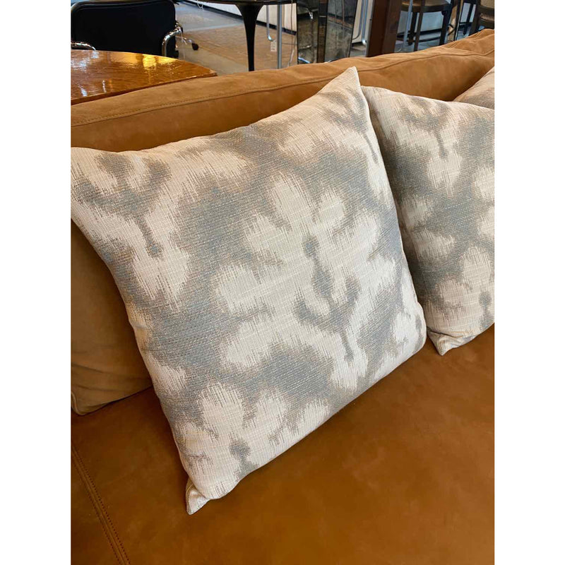 Pair of Custom Grey & White Ikat Pillows