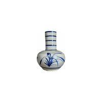 Pair of Ceramic Asian Vases w/ Floral Motif in Blue