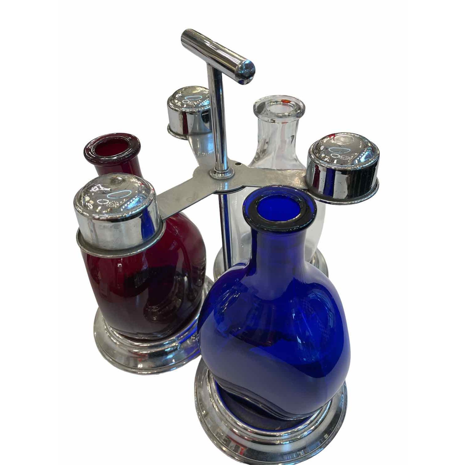 Trio of Beverage Vessels in Chrome Carrier - colletteconsignment.com