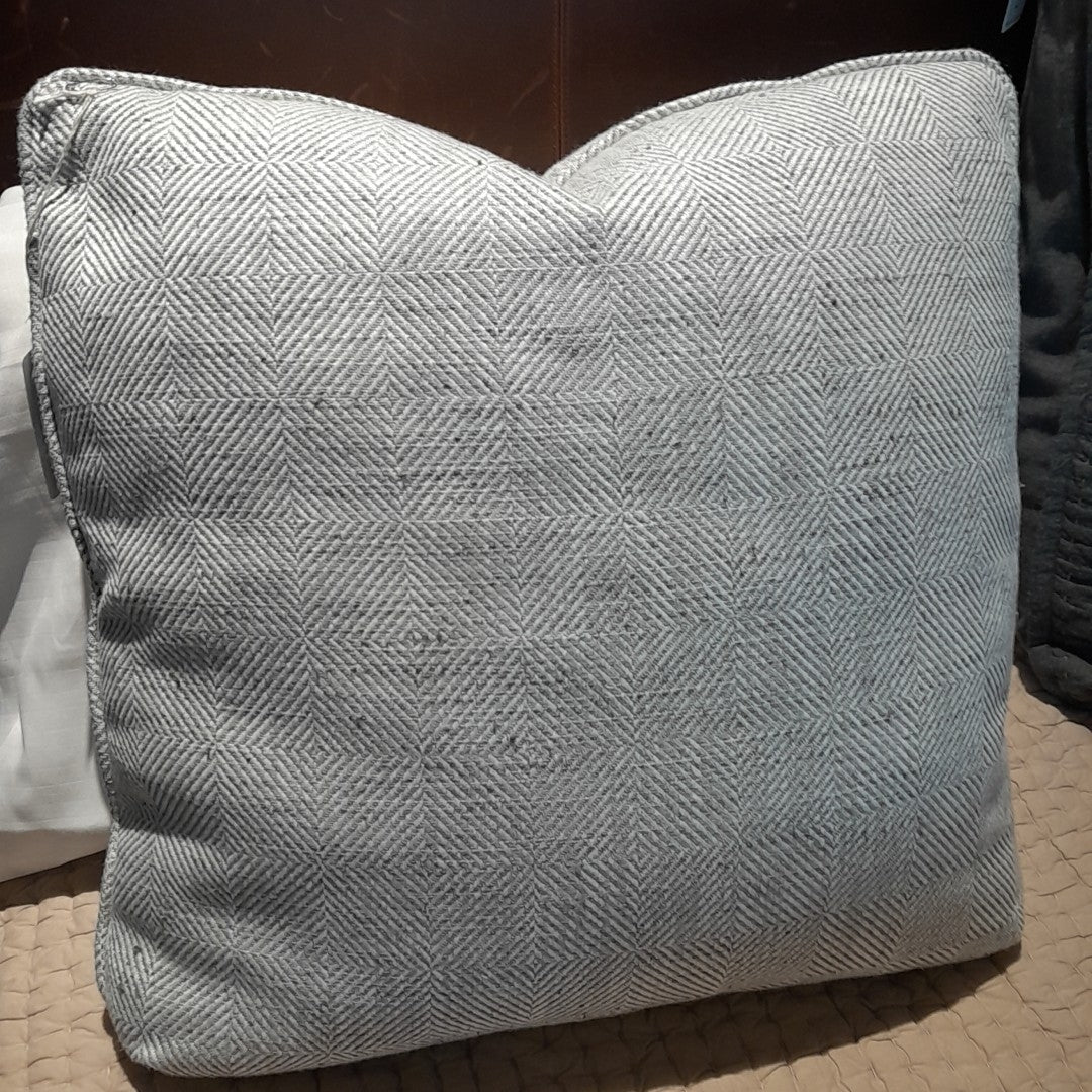 Custom Grey Textured Linen Pillow,w/Down Insert 19"Sq