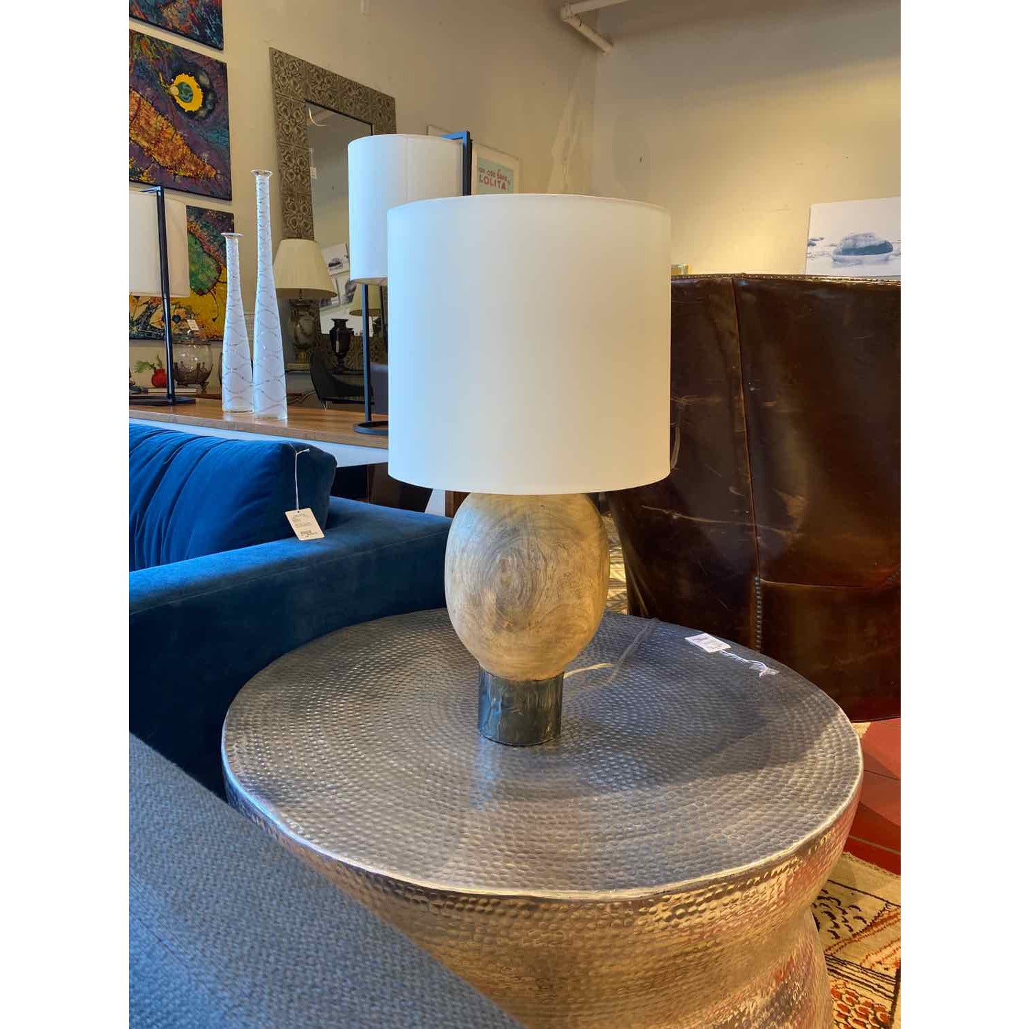 Round Wooden Buoy Style Table Lamp