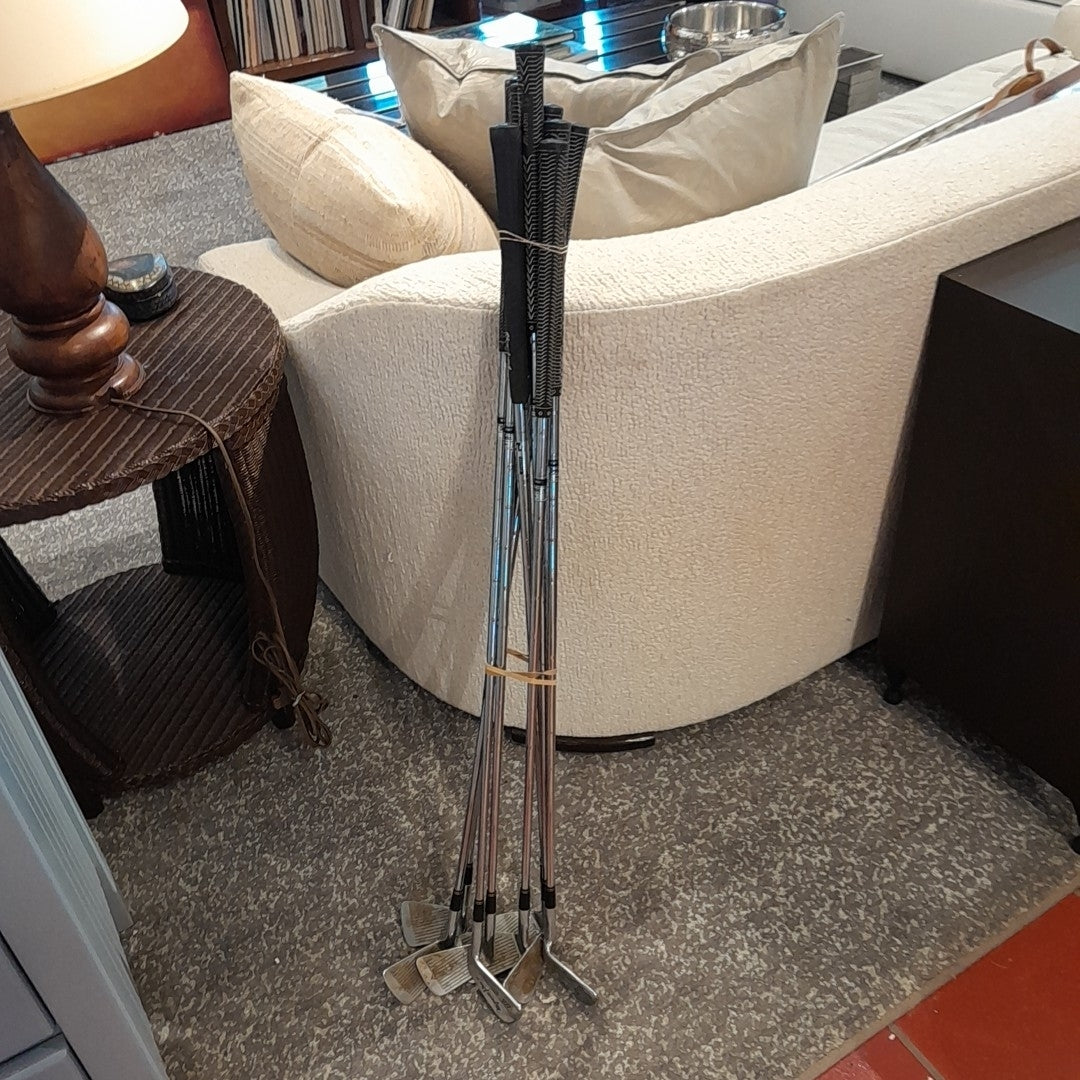 Set of Eight Golf Clubs, 41"H AS IS