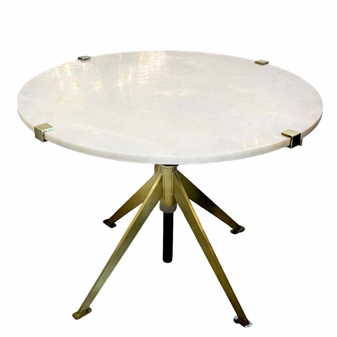 Noir Edith Adjustable Side Table in Bianco Crown Marble - colletteconsignment.com